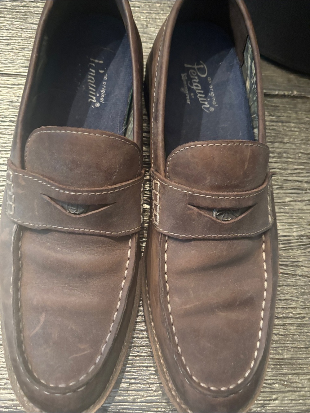 Original Penguin Brown Leather Penny Loafers worn once!